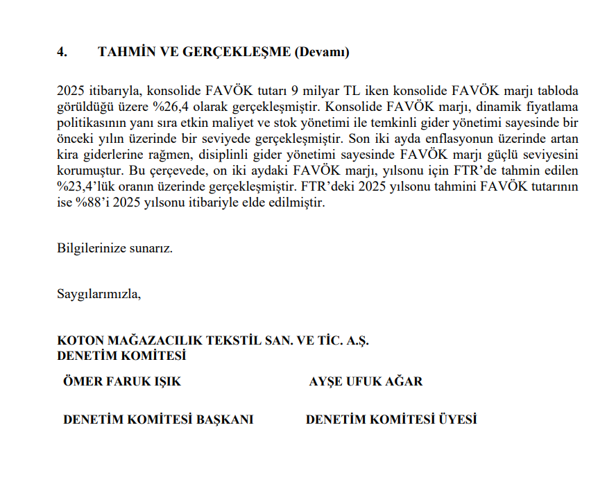 Koton Mağazacılık (KOTON) tahmin edilen ve gerçekleşen bilanço rakamlarını açıkladı | Rota Borsa