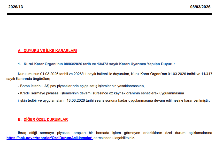 SPK’dan borsa için yeni kararlar | Rota Borsa