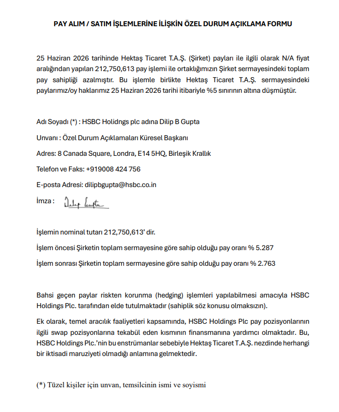 HSBC’den Hektaş (HEKTS) duyurusu | Rota Borsa HSBC’den Hektaş (HEKTS) duyurusu | Rota Borsa