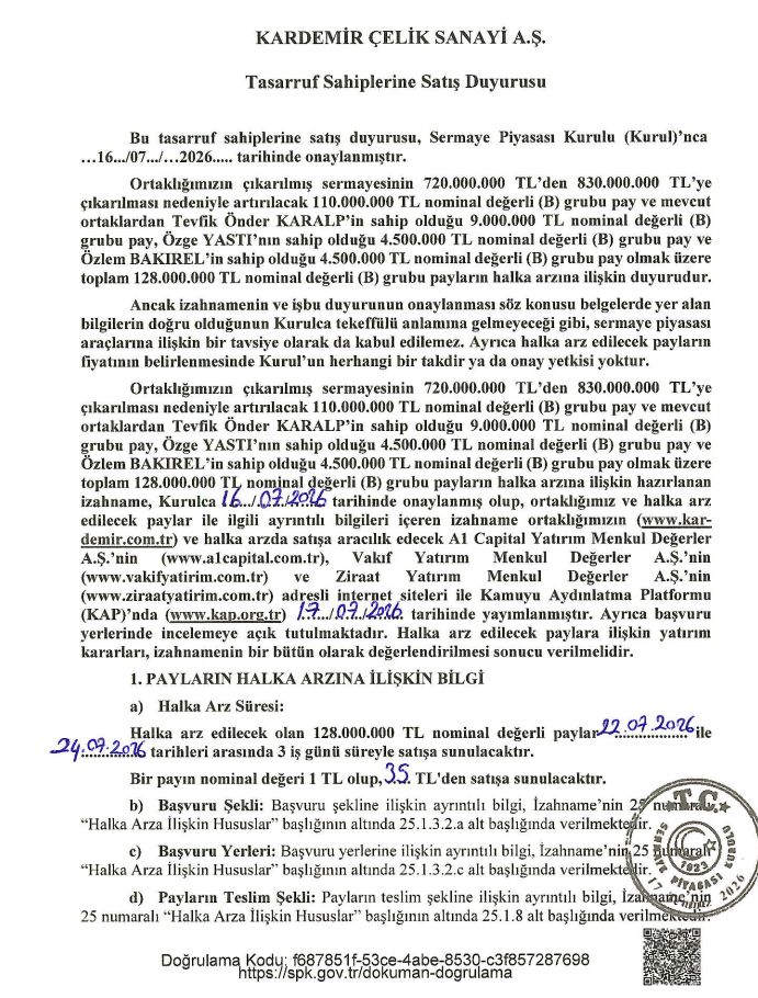 Kardemir Çelik (KARCL) halka arz tarihleri açıklandı | Rota Borsa