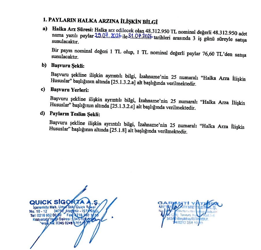 Quick Sigorta (QUICK) halka arz tarihleri açıklandı | Rota Borsa Quick Sigorta (QUICK) halka arz tarihleri açıklandı | Rota Borsa
