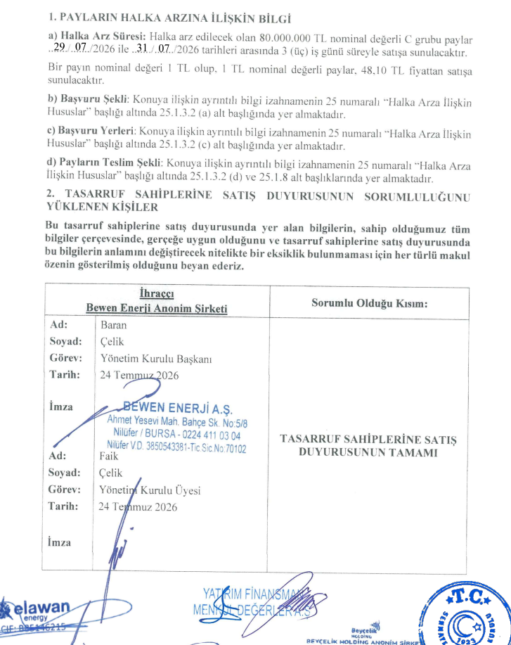 Bewen Enerji (BEWEN) halka arz tarihleri açıklandı | Rota Borsa Bewen Enerji (BEWEN) halka arz tarihleri açıklandı | Rota Borsa