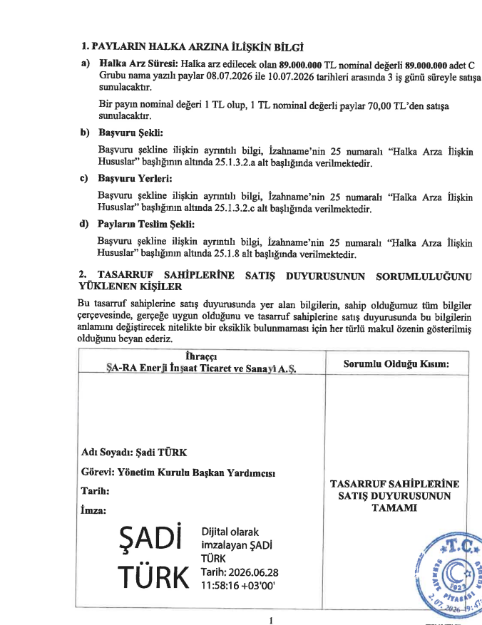 Şa-Ra Enerji (SARAE) halka arz tarihleri açıklandı | Rota Borsa Şa-Ra Enerji (SARAE) halka arz tarihleri açıklandı | Rota Borsa